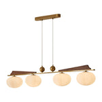 Astrid Bloom Mid-Century Modern Wood & Brass Chandelier with Glass Shades