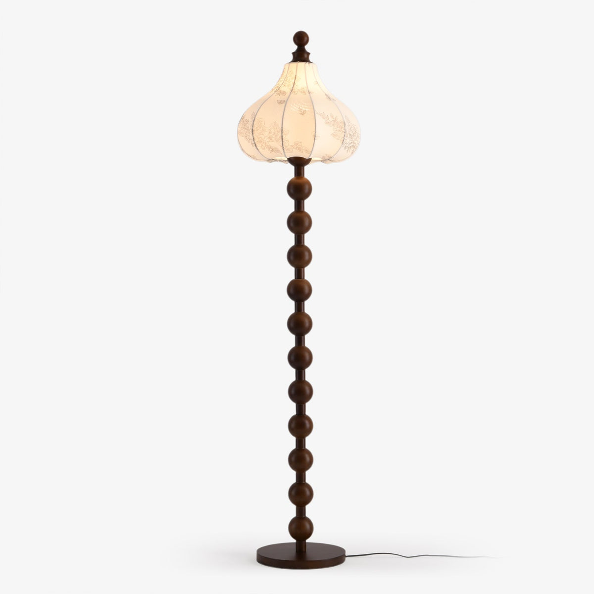 Astrid Sculptural Fabric Floor Lamp with Wood Bead Stem