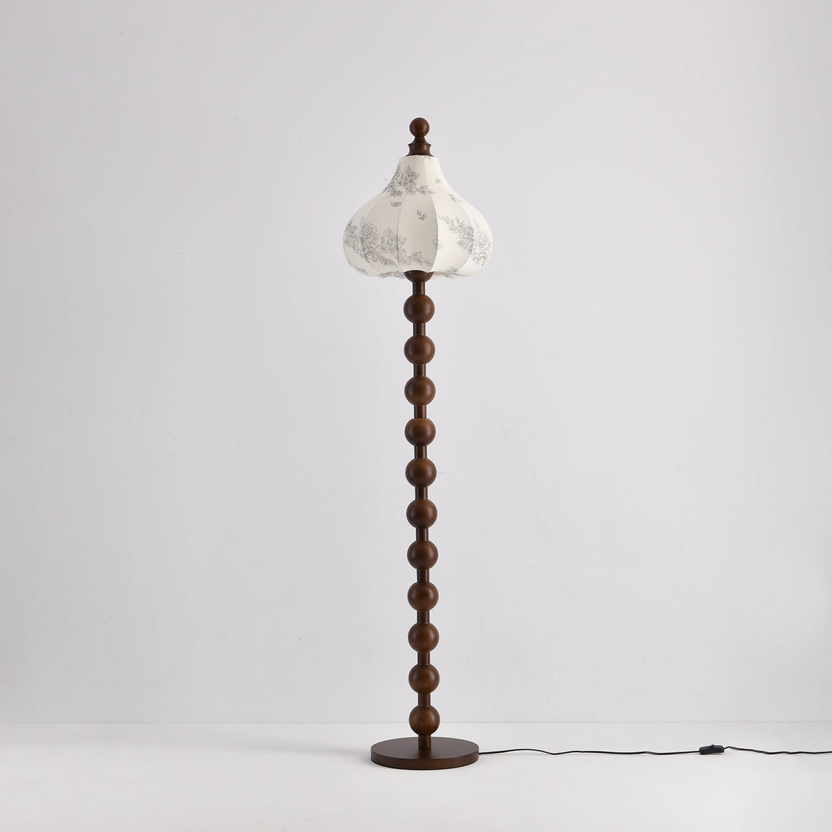 Astrid Sculptural Fabric Floor Lamp with Wood Bead Stem