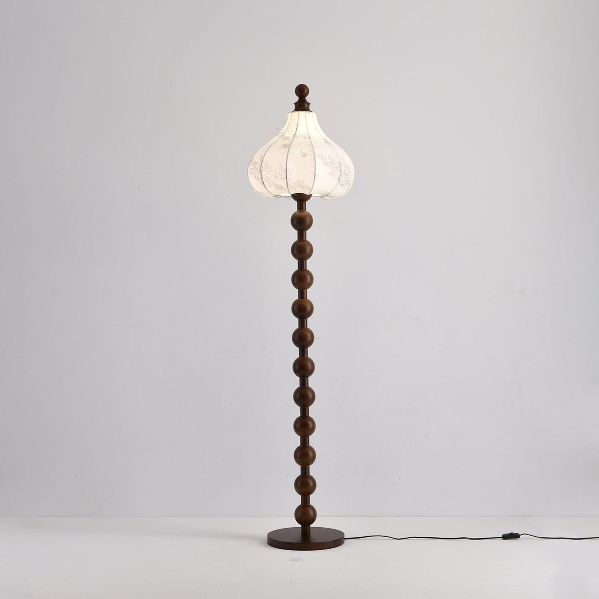 Astrid Sculptural Fabric Floor Lamp with Wood Bead Stem