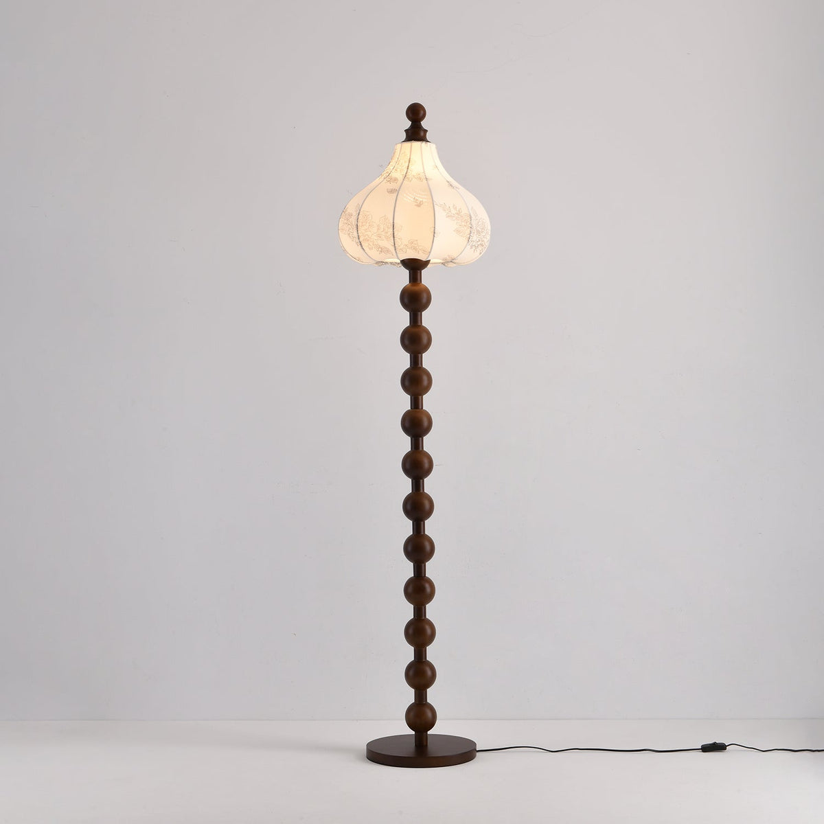 Astrid Sculptural Fabric Floor Lamp with Wood Bead Stem