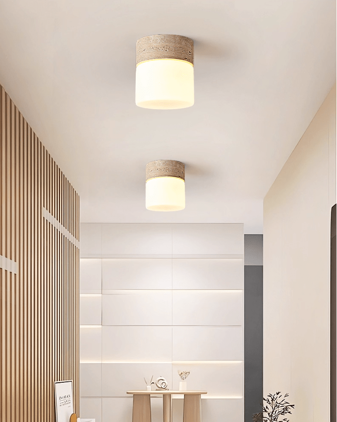 Astrid Travertine Ceiling Light – Natural Stone LED Flush Mount