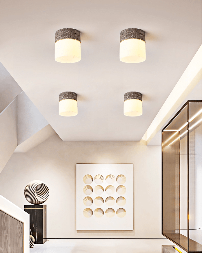 Astrid Travertine Ceiling Light – Natural Stone LED Flush Mount
