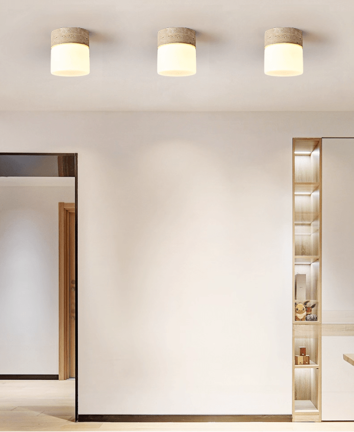 Astrid Travertine Ceiling Light – Natural Stone LED Flush Mount