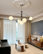 Astrium Arc Chandelier – Modern Glass & Wood Pendant Light