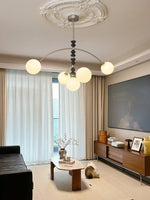 Astrium Arc Chandelier – Modern Glass & Wood Pendant Light