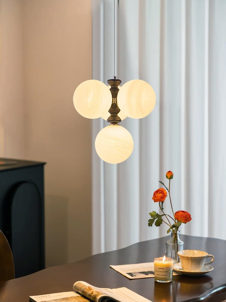 Astrium Arc Chandelier – Modern Glass & Wood Pendant Light
