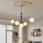 Astrium Arc Chandelier – Modern Glass & Wood Pendant Light