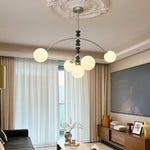 Astrium Arc Chandelier – Modern Glass & Wood Pendant Light
