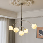 Astrium Arc Chandelier – Modern Glass & Wood Pendant Light