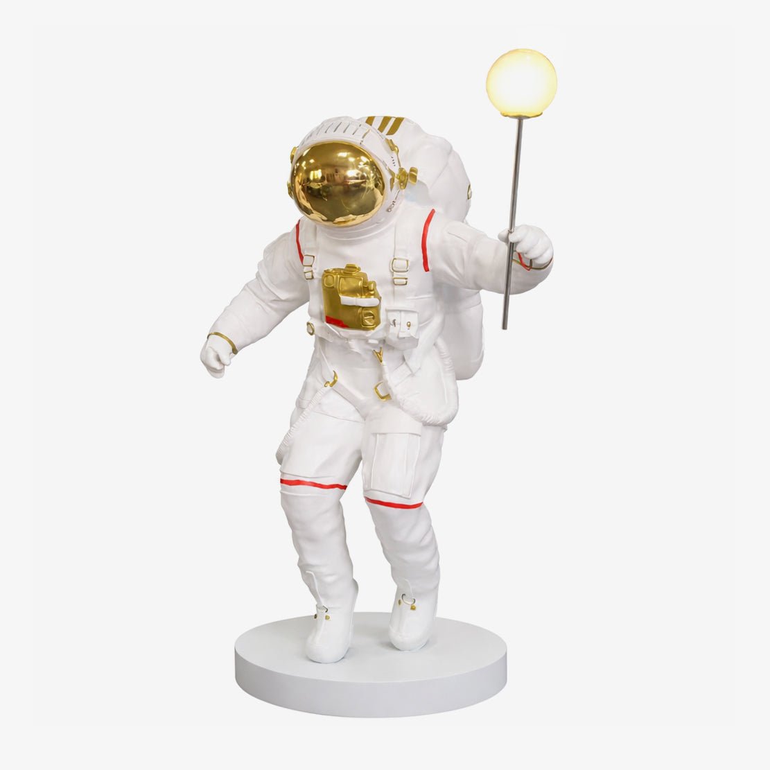 Astronaut Sculpture Floor Lamp with Glowing Orb for Modern Interiors