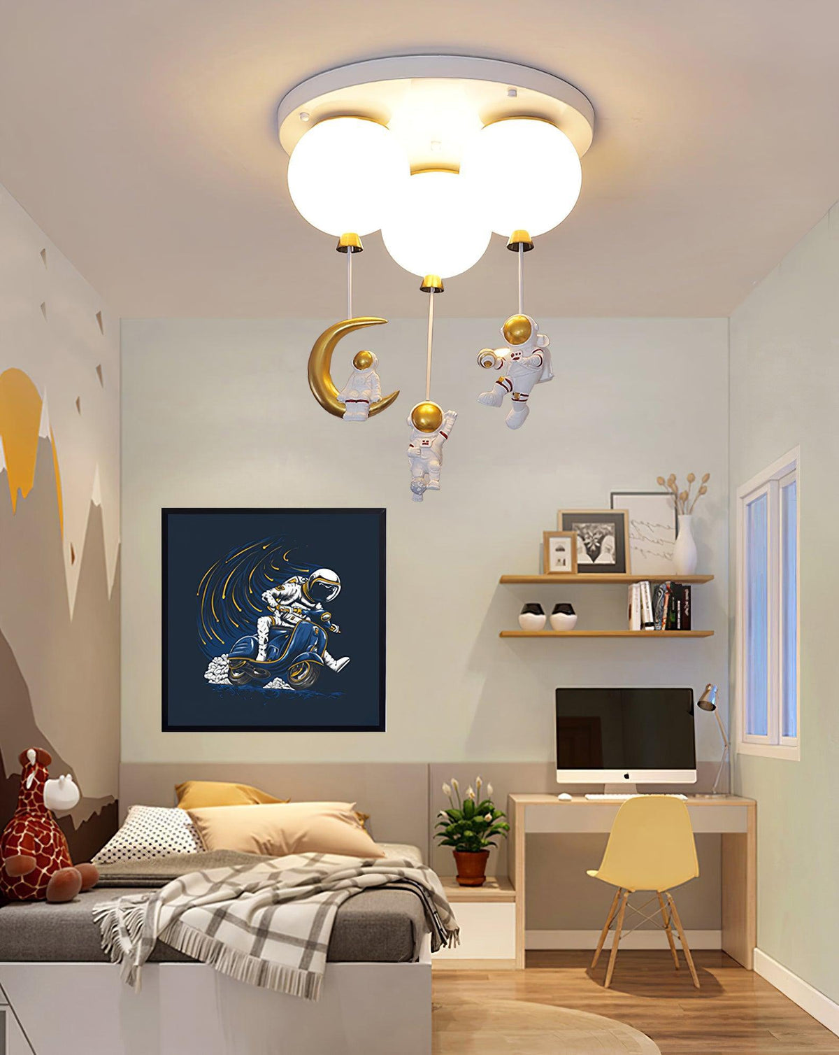 Astronaut Balloon Flush Mount Ceiling Light – Glossy Designer Lamp