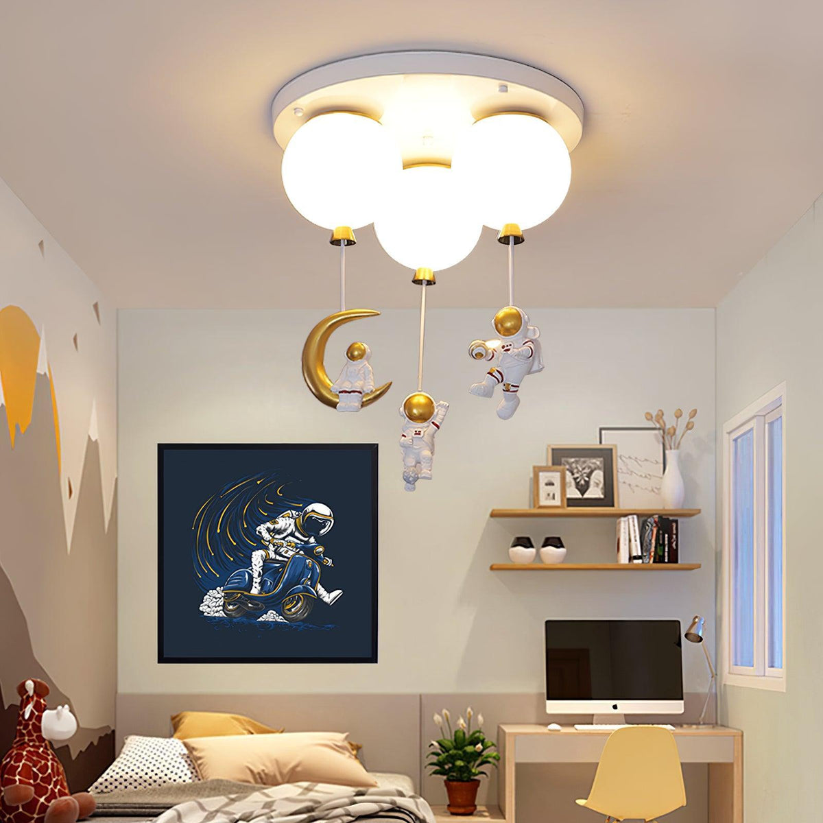 Astronaut Balloon Flush Mount Ceiling Light – Glossy Designer Lamp
