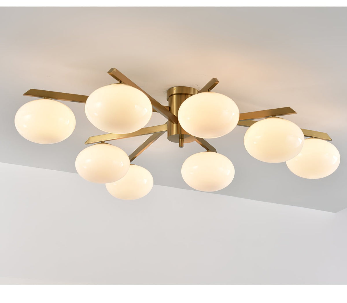 Astrora Globe Ceiling Light – Opal Glass & Brass Modern Chandelier