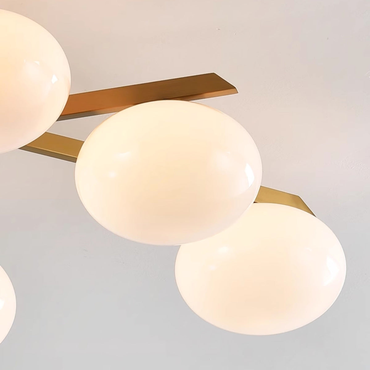 Astrora Globe Ceiling Light – Opal Glass & Brass Modern Chandelier