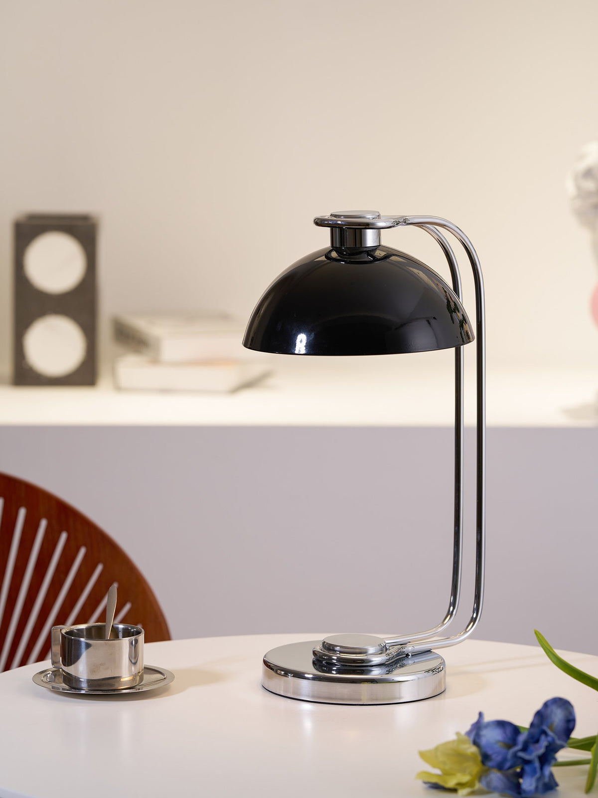 Domex Modern Desk Lamp with Chrome Accents and Integrated LED