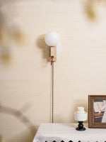 Atlas Globe Wall Sconce in Travertine and Opal Glass