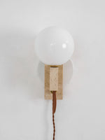 Atlas Globe Wall Sconce in Travertine and Opal Glass