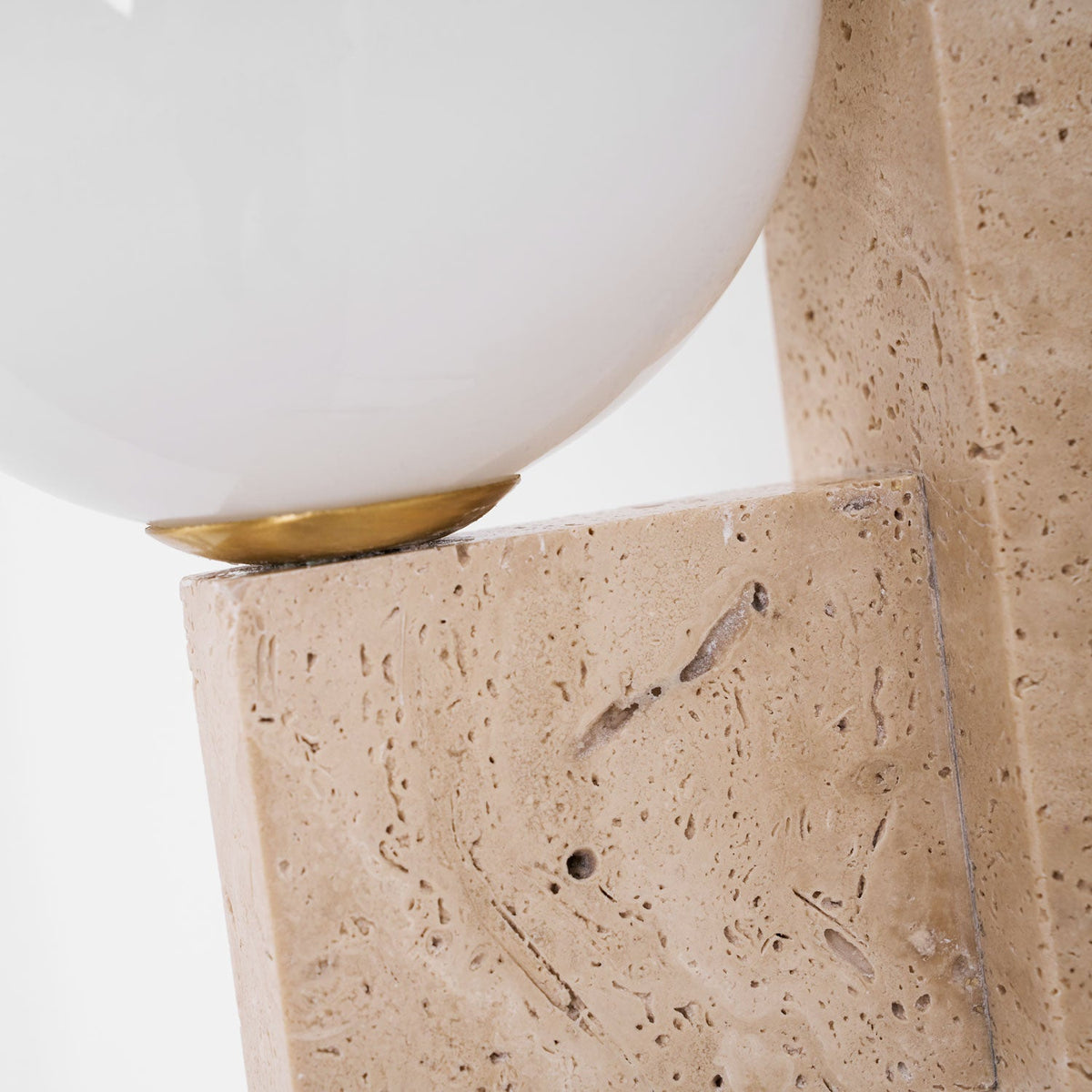Atlas Globe Wall Sconce in Travertine and Opal Glass
