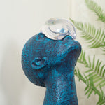 Atlas Guardian Sculpture Table Ornament – Blue Textured Figurine for Modern Interiors