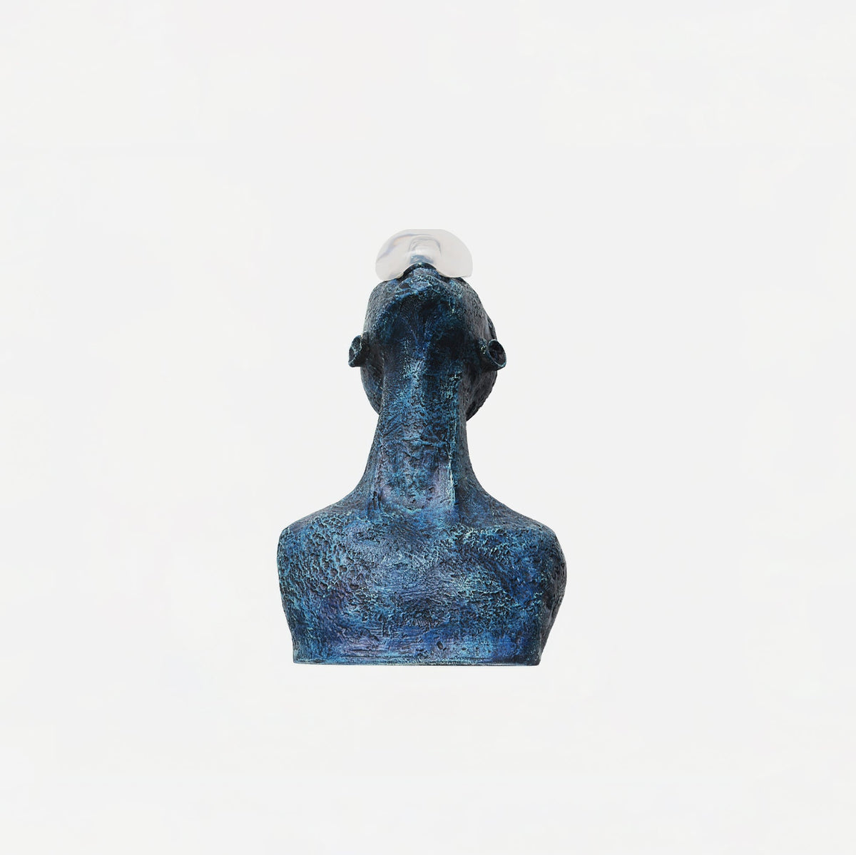 Atlas Guardian Sculpture Table Ornament – Blue Textured Figurine for Modern Interiors