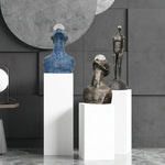 Atlas Guardian Sculpture Table Ornament – Blue Textured Figurine for Modern Interiors