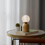 Atlas Portable Brass LED Table Lamp with Diamond-Cut Acrylic Shade