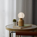 Atlas Portable Brass LED Table Lamp with Diamond-Cut Acrylic Shade