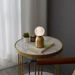 Atlas Portable Brass LED Table Lamp with Diamond-Cut Acrylic Shade