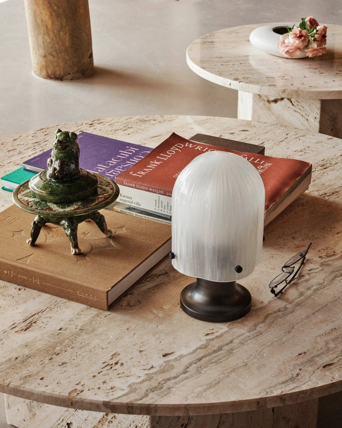 Aura Fluted Glass Table Lamp with Metal Base for Modern Interiors