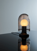 Aura Fluted Glass Table Lamp with Metal Base for Modern Interiors