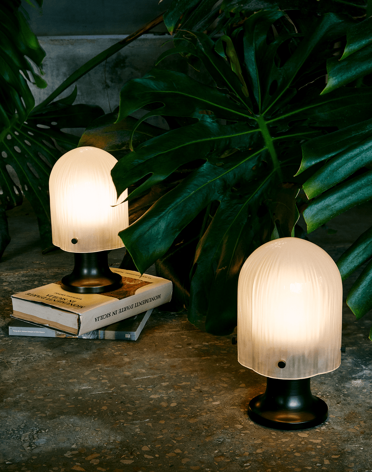 Aura Fluted Glass Table Lamp with Metal Base for Modern Interiors