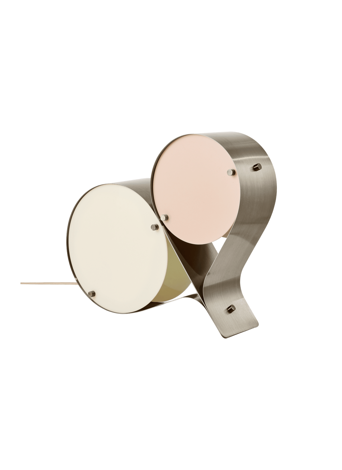 Duet Disc Modern LED Table Lamp with Dual Acrylic Shades, Nickel Finish