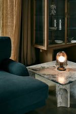 Aura Fluted Glass Table Lamp with Metal Base for Modern Interiors
