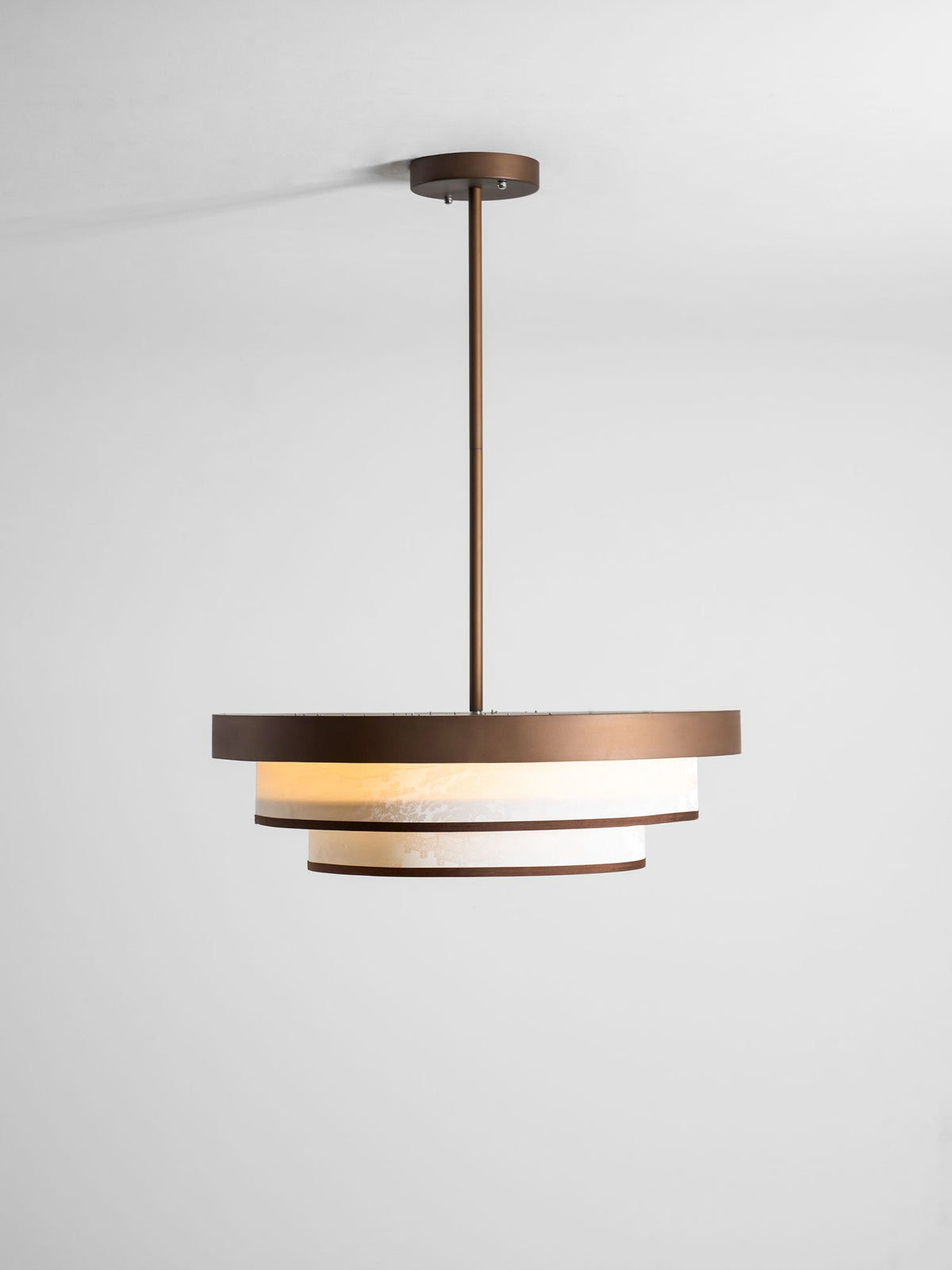 Auralyn Pendant Light – Sculptural Fabric Shade with Bronze Accents
