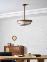 Auralyn Pendant Light – Sculptural Fabric Shade with Bronze Accents