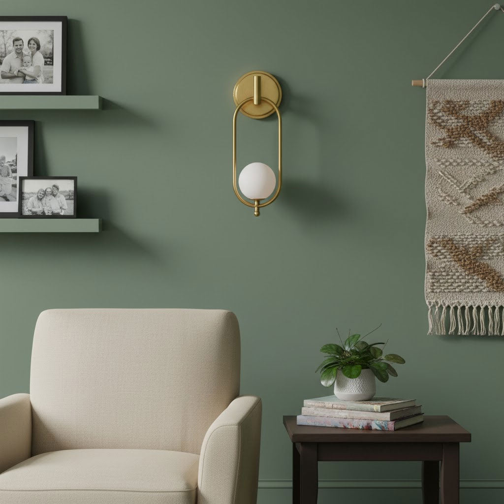 Aurea Brass Wall Sconce – Modern Minimalist Oval Glass Wall Light