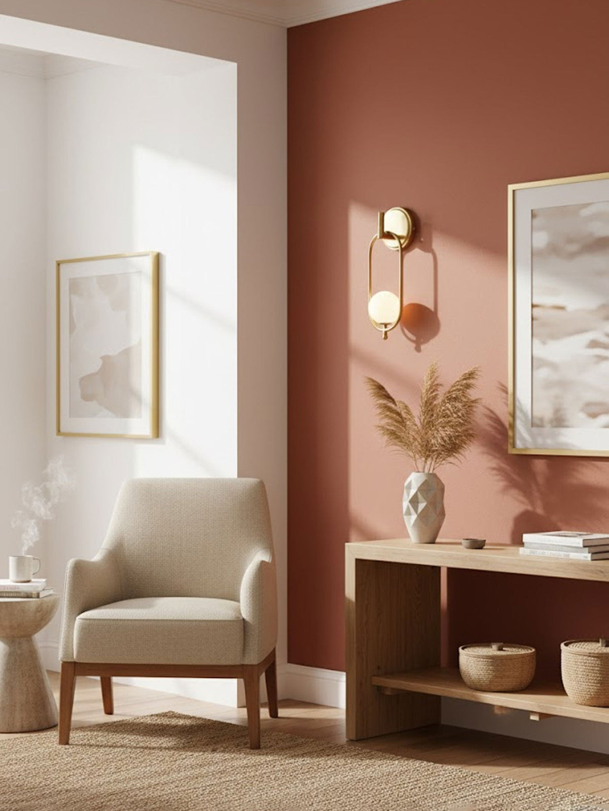Aurea Brass Wall Sconce – Modern Minimalist Oval Glass Wall Light
