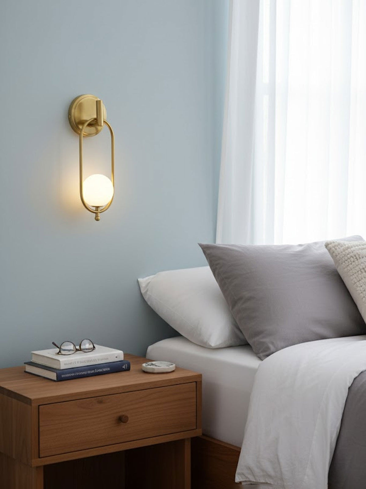 Aurea Brass Wall Sconce – Modern Minimalist Oval Glass Wall Light