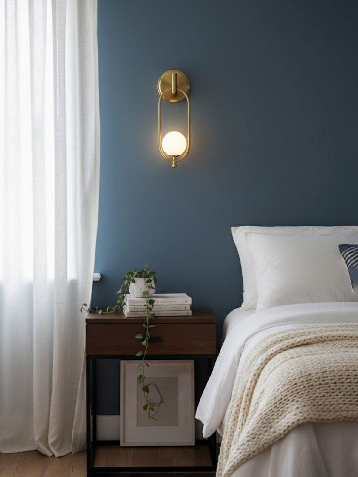 Aurea Brass Wall Sconce – Modern Minimalist Oval Glass Wall Light