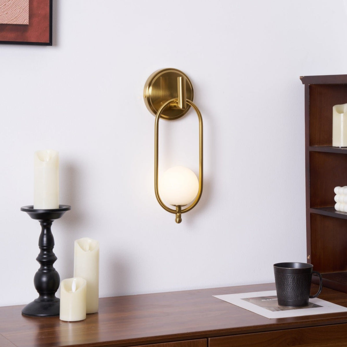 Aurea Brass Wall Sconce – Modern Minimalist Oval Glass Wall Light