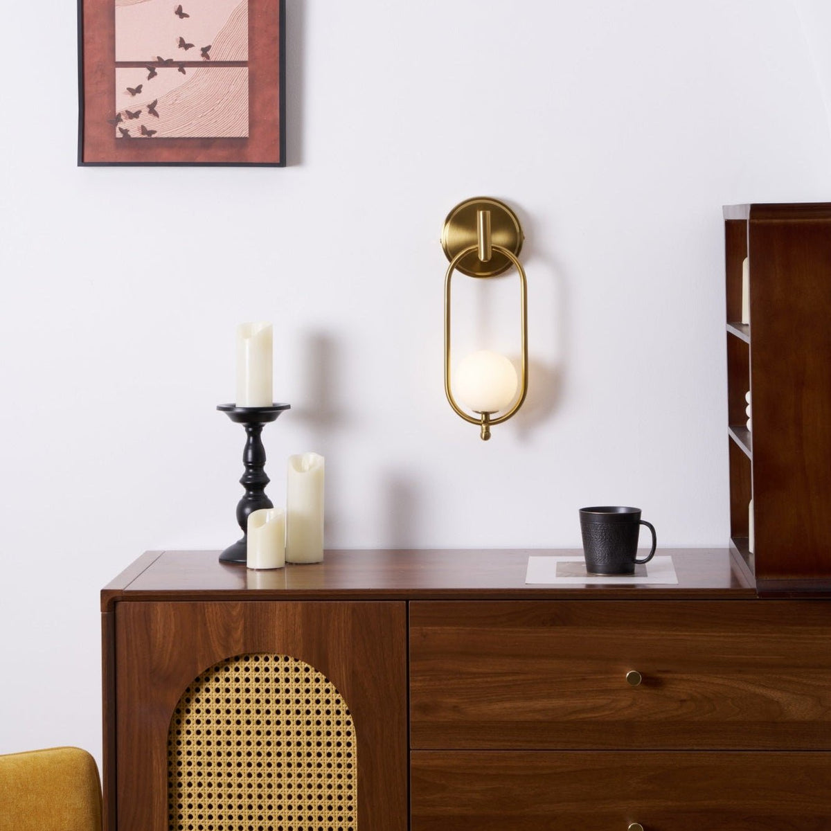 Aurea Brass Wall Sconce – Modern Minimalist Oval Glass Wall Light