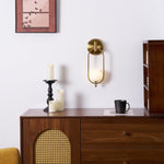 Aurea Brass Wall Sconce – Modern Minimalist Oval Glass Wall Light