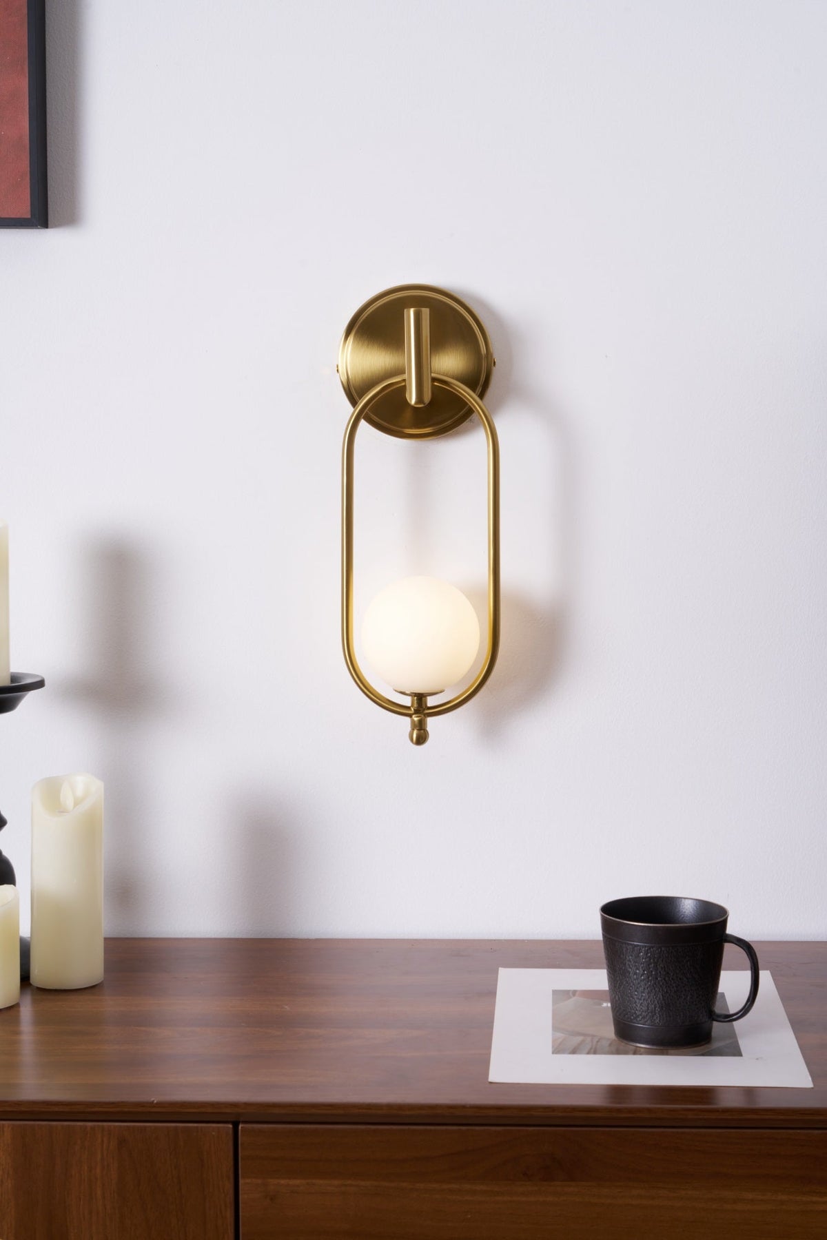 Aurea Brass Wall Sconce – Modern Minimalist Oval Glass Wall Light