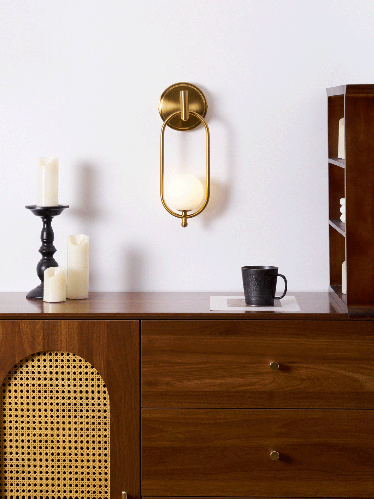 Aurea Brass Wall Sconce – Modern Minimalist Oval Glass Wall Light