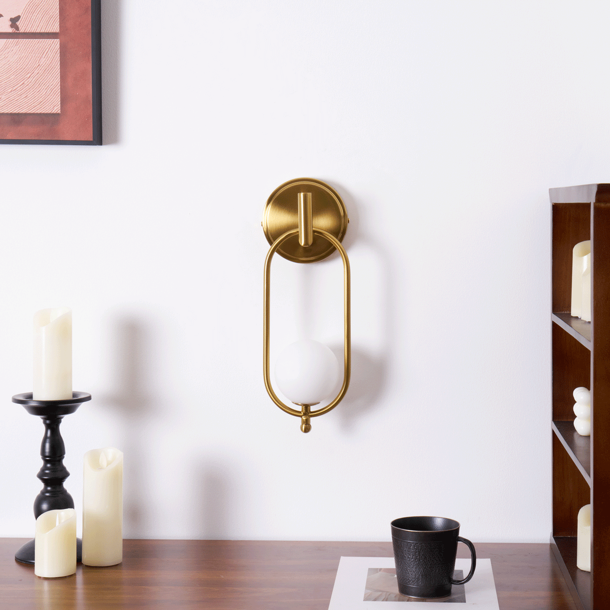 Aurea Brass Wall Sconce – Modern Minimalist Oval Glass Wall Light