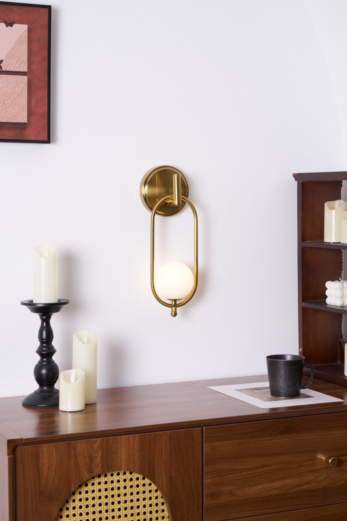 Aurea Brass Wall Sconce – Modern Minimalist Oval Glass Wall Light