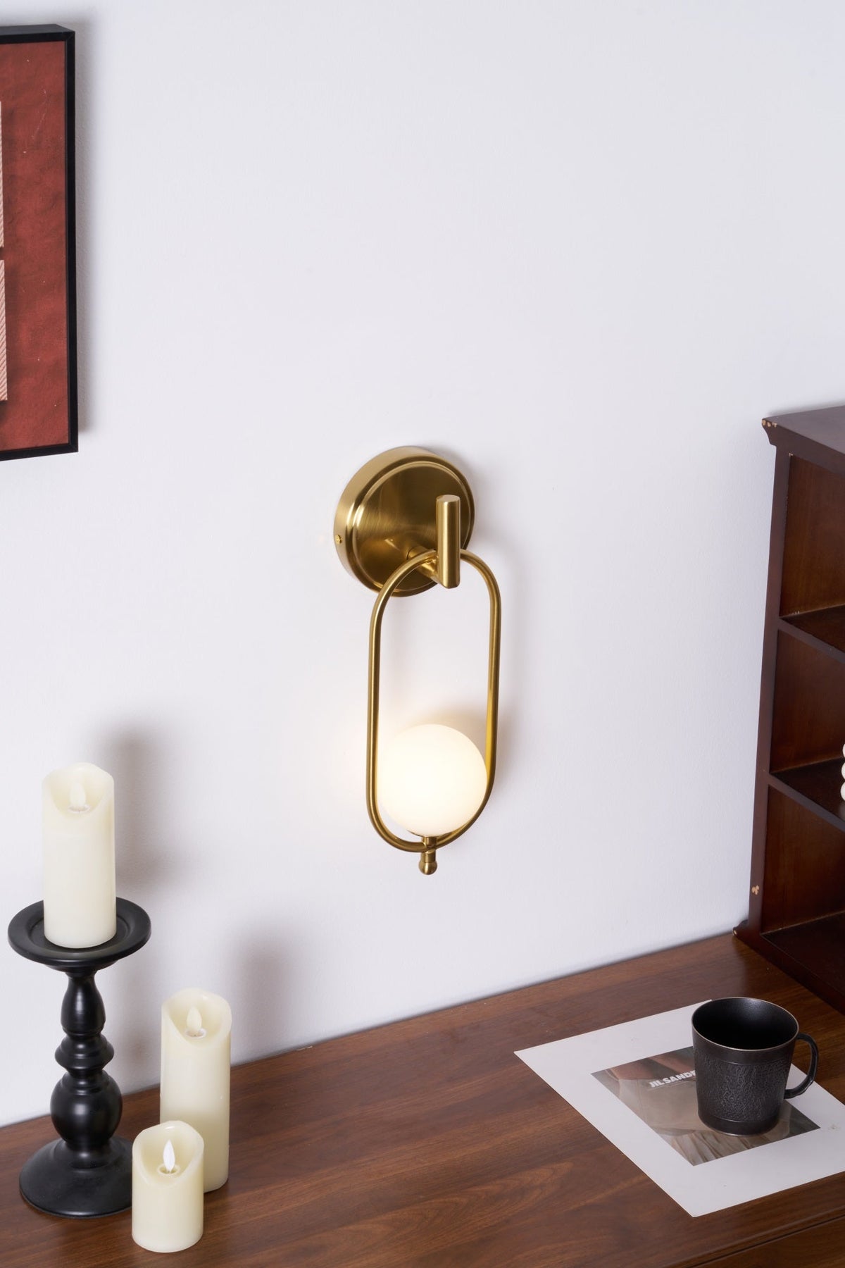 Aurea Brass Wall Sconce – Modern Minimalist Oval Glass Wall Light