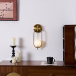 Aurea Brass Wall Sconce – Modern Minimalist Oval Glass Wall Light