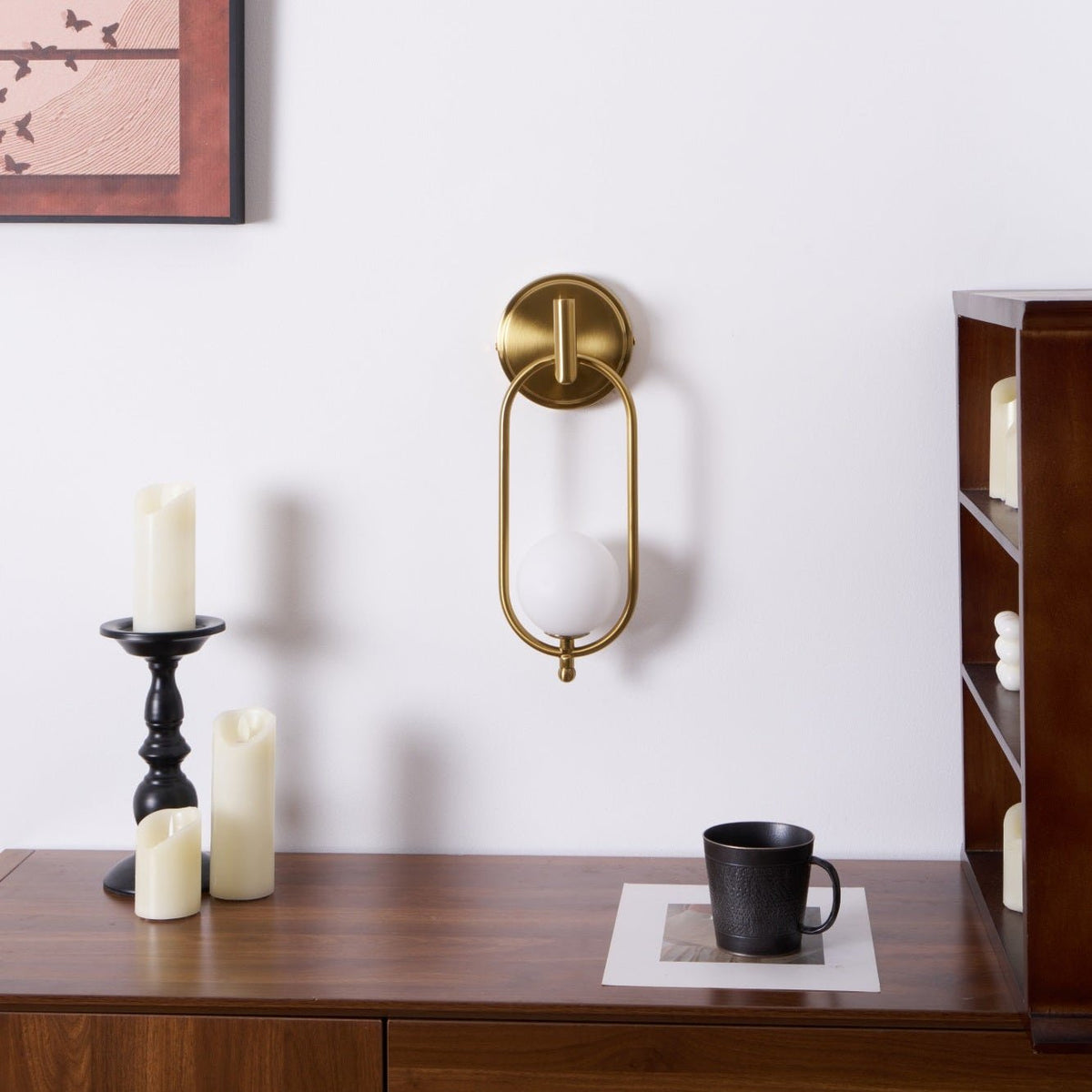 Aurea Brass Wall Sconce – Modern Minimalist Oval Glass Wall Light